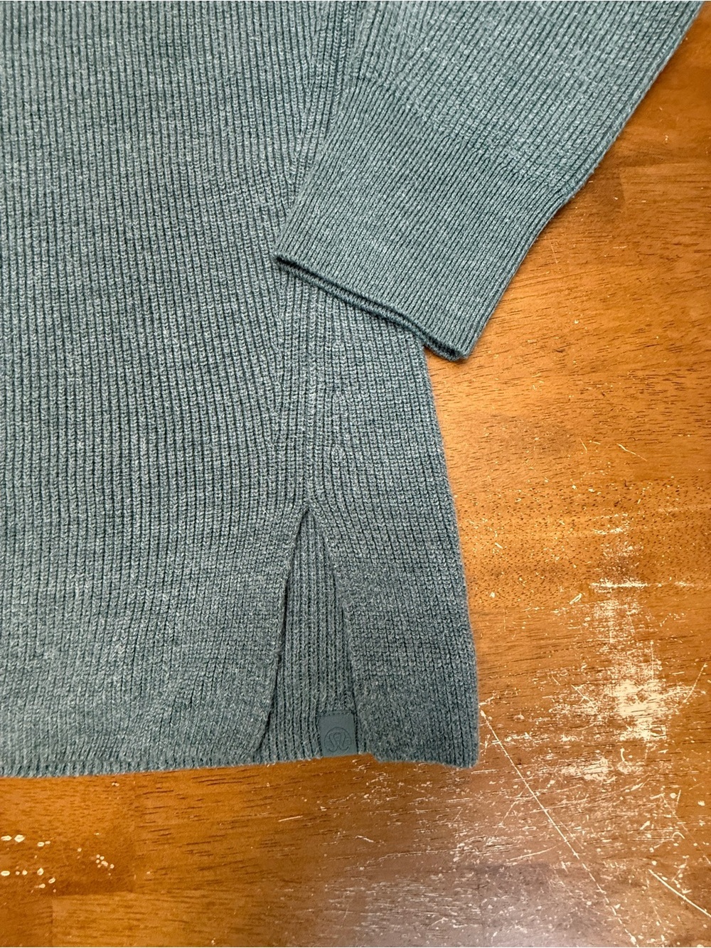 Lululemon Merino Wool-Blend Ribbed Crewneck Sweater 14 Heathered Tidewater - Picture 4 of 7